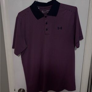 Under Armour Men's Striped Polo Shirt - Purple and Black